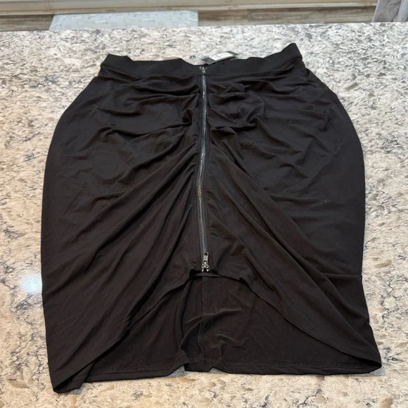 City Chic | Ruched Zip Up Draped Skirt in Black Size M Medium 18 - Picture 2 of 15